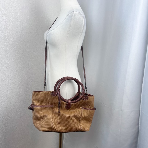 Fossil Handbags - Vintage Y2K Fossil Crossbody Bag Tan‎ Woven Boho Artsy Resort Coastal Travel